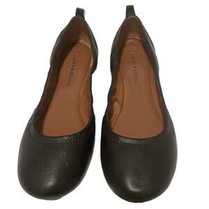 Lucky Brand Ladies Eleesia Black Soft Nappa Silk Ballet Flats Shoes Sz 12M  NIB